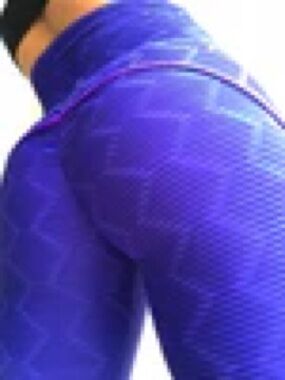 Abs2B Push Up Leggings w/ Diamond Shape Texture, Electric Blue with Scrunch Butt